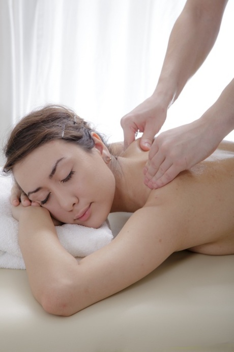 Nice teen Ira has her great body rubbed down her intercourse with her masseur