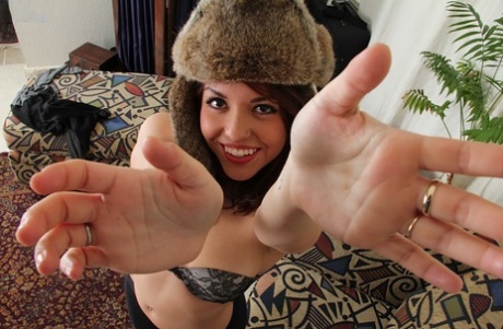 Petite babe Alina Garcia playing with tits and masturbating