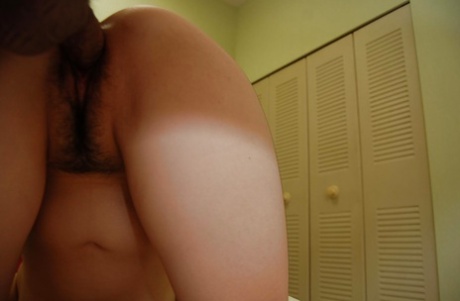 Brunette babe with hairy asian pussy Momo fucked deep in that hole