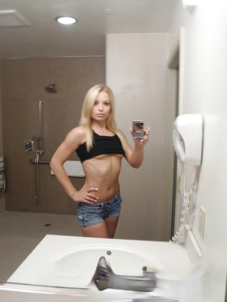 Bath time self shots compliments of skinny teen hottie Alyssa