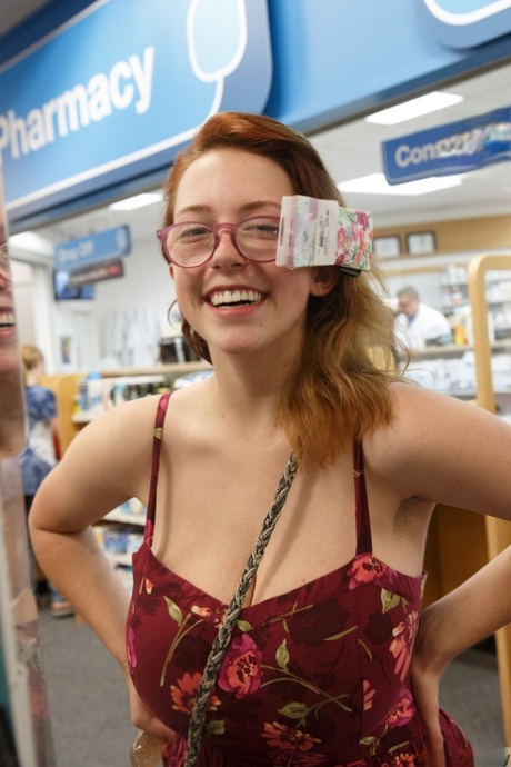 Slutty amateur GF Kelsey Berneray flashes her monster tits at the store