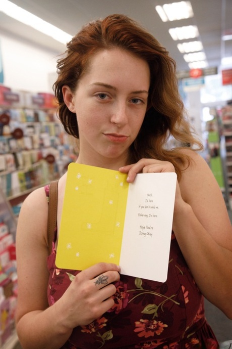 Slutty amateur GF Kelsey Berneray flashes her monster tits at the store