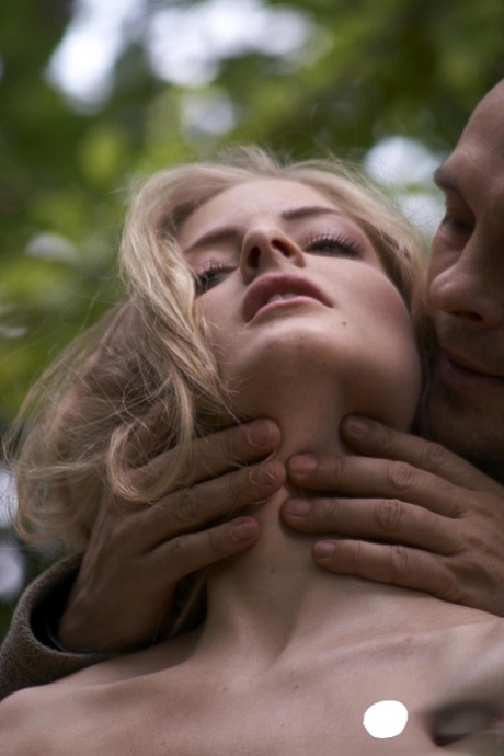 Helpless Cayenne Klein manhandled in outdoor inverted-suspension BDSM action