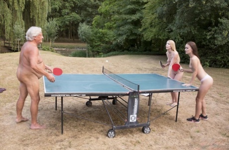 Teens Amaris & Sasha Sparrow get boned by their old table tennis coach