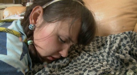 Submissive teen Yulia getting her pussy and asshole toyed by her boyfriend