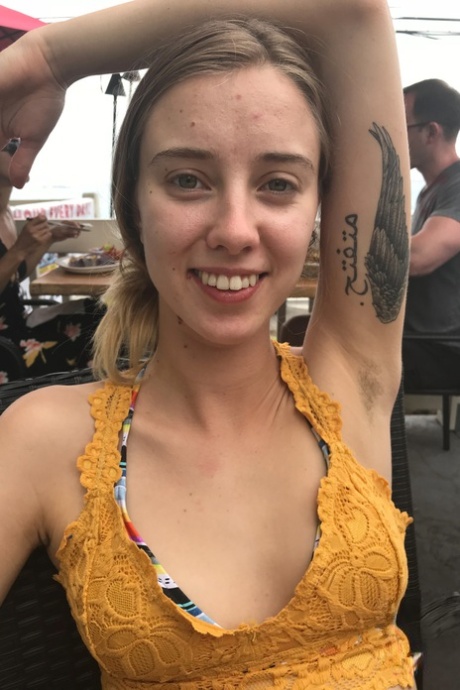 Cute amateur girlfriend Haley Reed exposes her hard nips and touches her twat