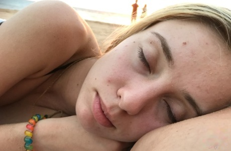 Cute amateur girlfriend Haley Reed exposes her hard nips and touches her twat