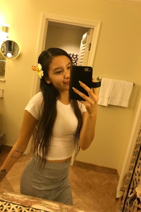Asian teen Zaya Cassidy poses in sexy outfits before & after getting pregnant