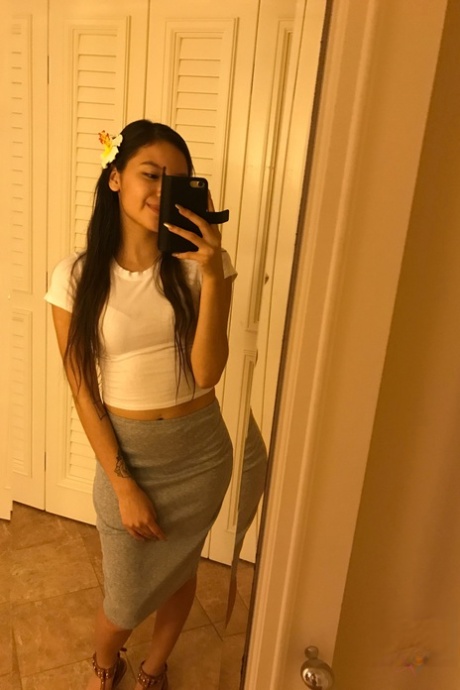 Asian teen Zaya Cassidy poses in sexy outfits before & after getting pregnant