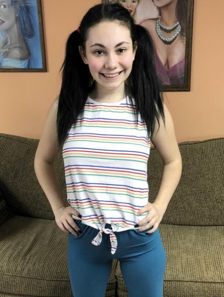 Brunette Lenna Lux on her knees sucking & deepthroating a white dick