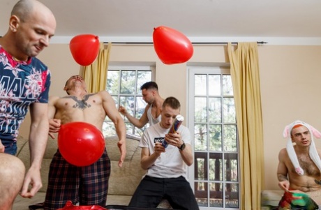 Sexy teens enjoy hardcore group sex with hung men at a wild party