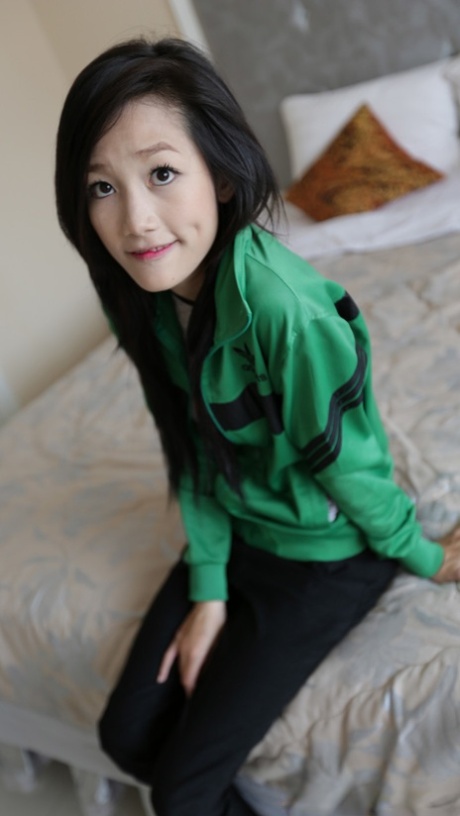 Asian girl Mi shows off her petite body & gives a big dick a POV ride