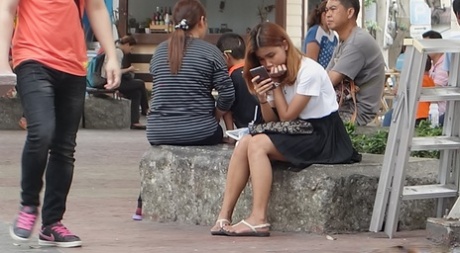 Thai schoolgirl Apple B gets fucked in missionary & doggystyle sex positions