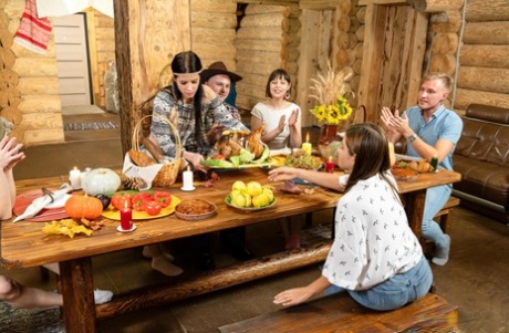 Skilled European teens blow & fuck handsome cowboys' dicks in an orgy