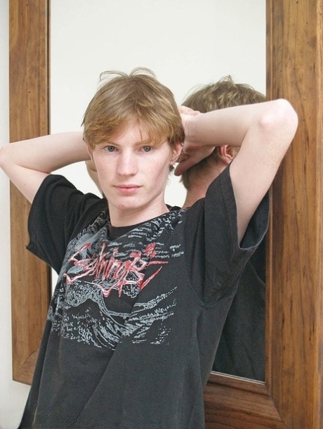 Blonde twink Jackson C displays his big ass & sexy feet before masturbating