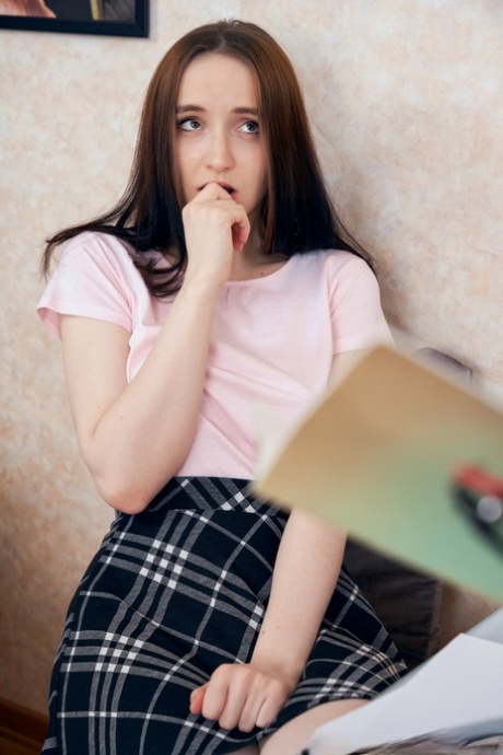 Naughty coed Polly Yangs lets her teacher lick her pussy and fuck her