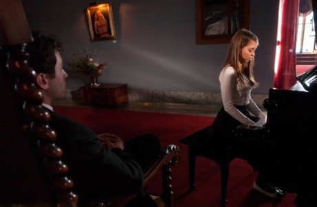 Submissive teen Riley Reid enjoys rough BDSM sex with her piano instructor